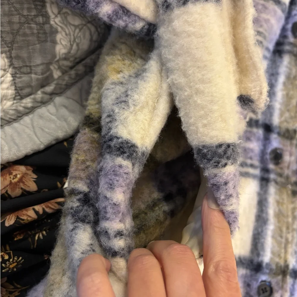 Zara Checkered Teddy Jacket - Purple and Green - Picture 7 of 11